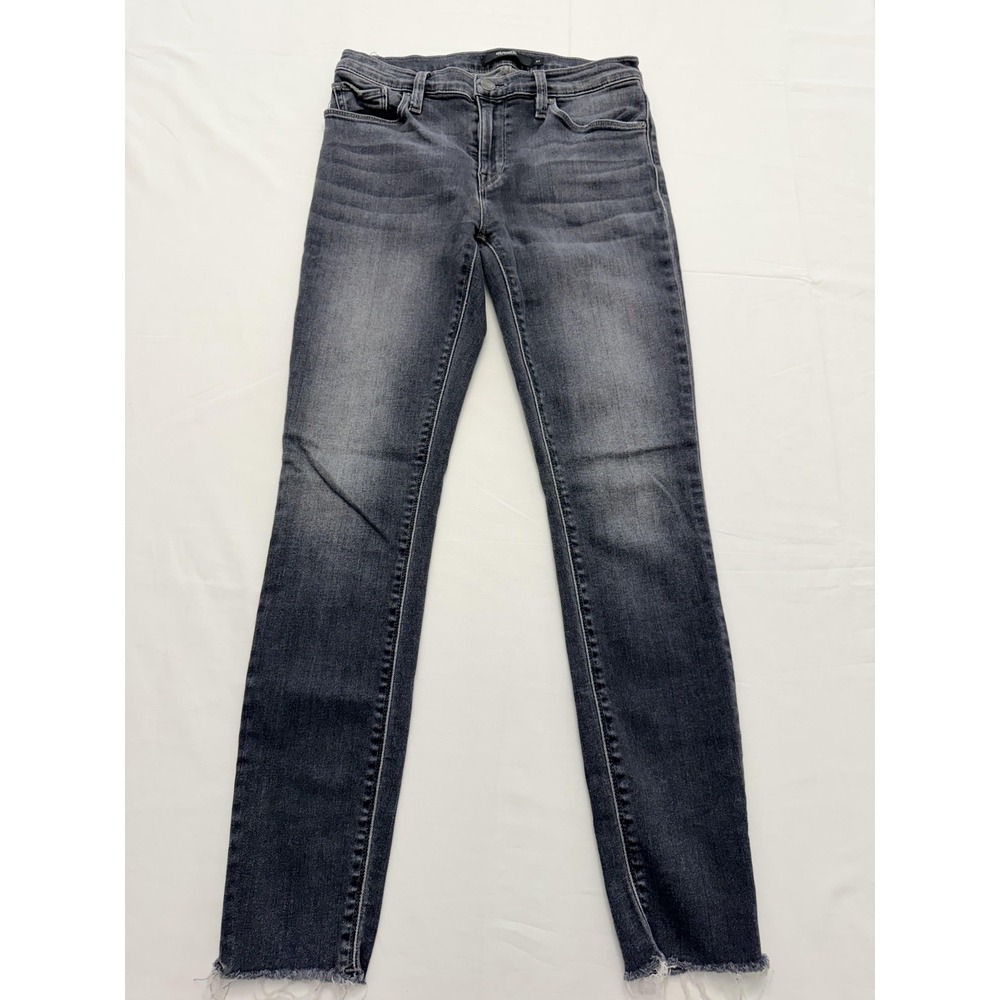 Hudson Skinny Jeans Womens 27 Gray Charcoal Mid Rise Distressed 27x28.5 Denim